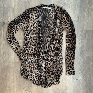 Leopard Print Button-Up Cardigan